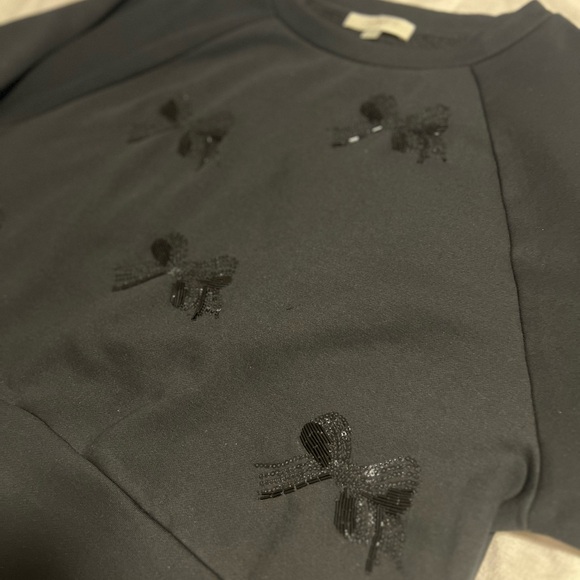 LOFT Black Crew Neck Sweater with Bow Accents - Picture 4 of 9